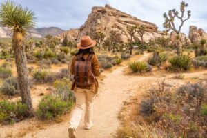 A woman on a sabbatical hike, reconnecting with nature